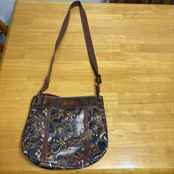 Sakroots Crossbody Bag Purse Hipster Owl Spirit Peace Coated Canvas 11.25"x10" C - Picture 1 of 16
